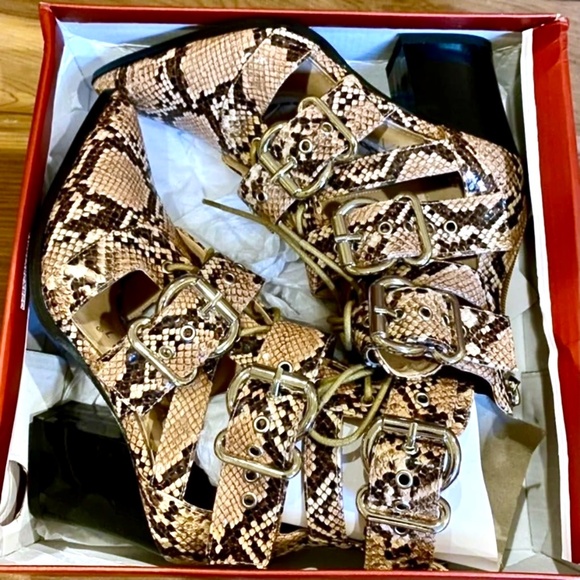 WOMENS BOHO western FAUX PYTHON LACE UP HEELED ANKLE BOOTIES | Size 6 - NWOT - Picture 9 of 12